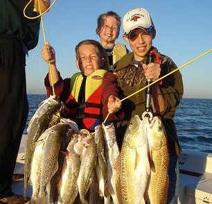 Stringer of Trout and Redfish on Sabine Lake